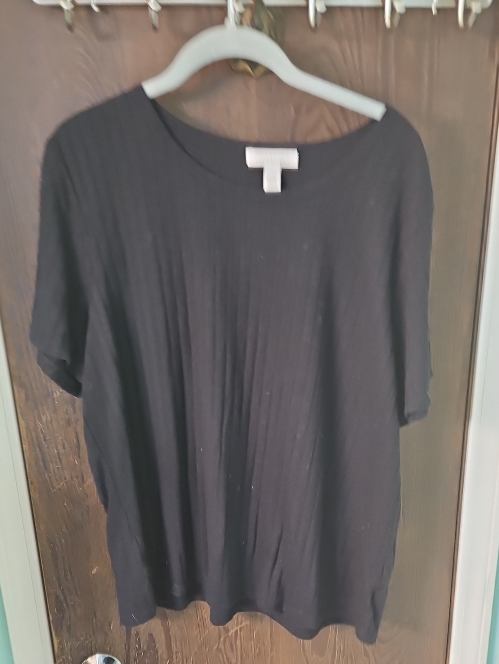 Vintage America Black Short-Sleeve Ribbed Knit Top